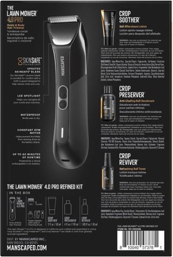 Manscaped The Lawn Mower 4.0 Pro Refined Package SkinSafe Rechargeable Wet/Dry Groin and Body Hair Trimmer, Grooming Gift Set - Black BUY IN MIDDLE EAST