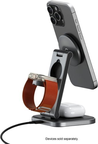 Satechi 3-in-1 Foldable Qi2 Wireless Charging Stand for iPhone, Apple Watch, and AirPods - Space Gray BUY IN MIDDLE EAST