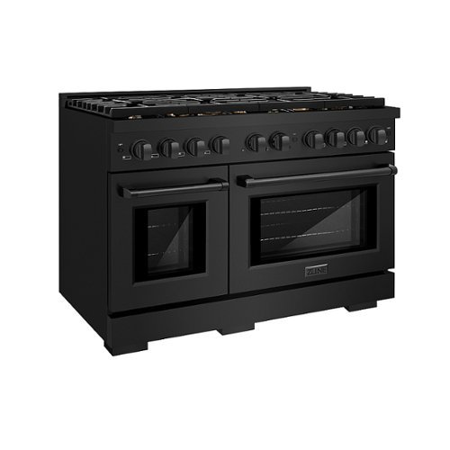 

ZLINE 48 in. 6.7 cu. ft. Double Oven Gas Range in Black Stainless Steel with 8 Brass Burners (SGRB-BR-48)