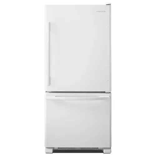 Front. Amana - 18 Cu. Ft. Bottom-Freezer Refrigerator with EasyFreezer Pull-Out Drawer - White.