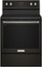 KitchenAid - 6.4 Cu. Ft. Self-Cleaning Freestanding Electric Convection Range - Black Stainless Steel-Front_Standard