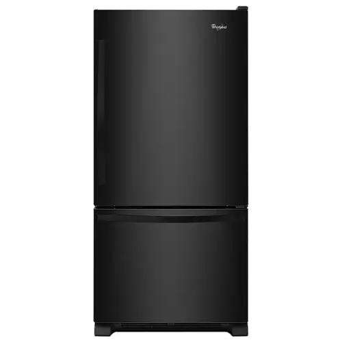 Front. Whirlpool - 22 Cu. Ft. Bottom-Freezer Refrigerator with SpillGuard Glass Shelves - Black.