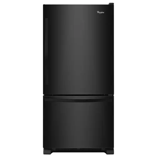 Front. Whirlpool - 18.7 Cu. Ft. Bottom-Freezer Refrigerator with Spillguard Glass Shelves - Black.