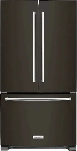 Front. KitchenAid - 20 Cu. Ft. French Door Counter-Depth Refrigerator - Black Stainless Steel with Printshield Finish.
