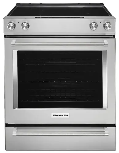 Front. KitchenAid - 6.4 Cu. Ft. Self-Cleaning Slide-In Electric Convection Range - Stainless steel.