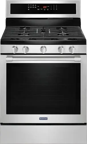 Front. Maytag - 5.8 Cu. Ft. Self-Cleaning Freestanding Fingerprint Resistant Gas Convection Range - Fingerprint Resistant Stainless Steel.