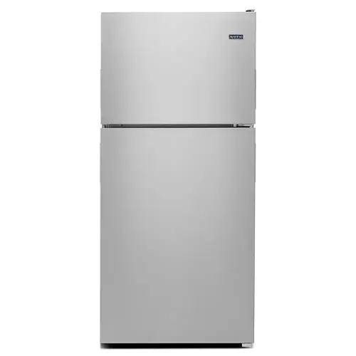 Front. Maytag - 18.1 Cu. Ft. Top-Freezer Refrigerator - Fingerprint Resistant Stainless Steel.