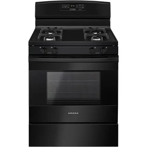 Front. Amana - 5.0 Cu. Ft. Self-Cleaning Freestanding Gas Range - Black.