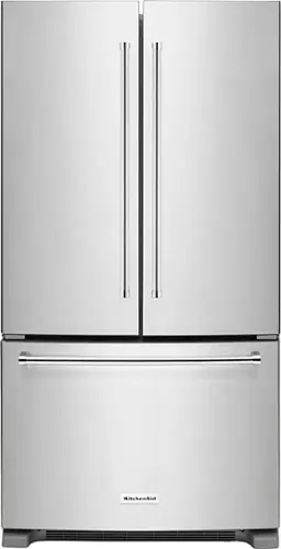 Front. KitchenAid - 20 Cu. Ft. French Door Counter-Depth Refrigerator - Stainless steel.