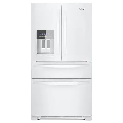 Front. Whirlpool - 25 cu. ft. French Door Refrigerator with External Ice and Water Dispenser - White.