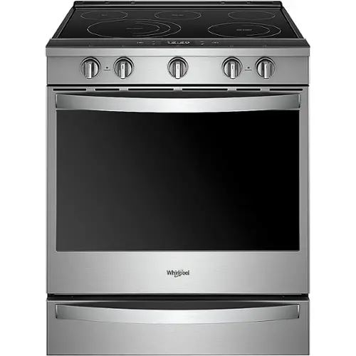 Front. Whirlpool - 6.4 Cu. Ft. Slide-In Electric Convection Range with Self-Cleaning with Air Fry with Connection - Fingerprint Resistant Stainless Steel.