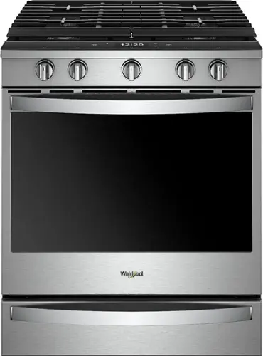 Front. Whirlpool - 5.8 Cu. Ft. Slide-In Gas Convection Range with Self-Cleaning with Air Fry with Connection - Fingerprint Resistant Stainless Steel.