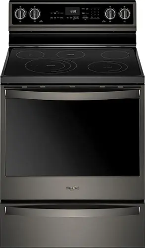Front. Whirlpool - 6.4 Cu. Ft. Freestanding Electric Convection Range with Self-Cleaning - Black stainless steel.