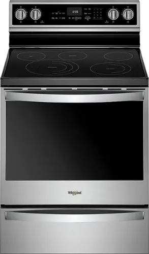 Front. Whirlpool - 6.4 Cu. Ft. Freestanding Electric Convection Range with Self-Cleaning - Fingerprint Resistant Stainless Steel.