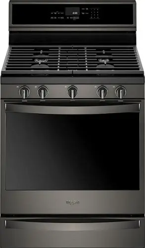 Front. Whirlpool - 5.8 Cu. Ft. Freestanding Gas Convection Range with Self-Cleaning - Black Stainless Steel with Printshield Finish.