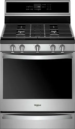 Front. Whirlpool - 5.8 Cu. Ft. Freestanding Gas Convection Range with Self-Cleaning - Fingerprint Resistant Stainless Steel.