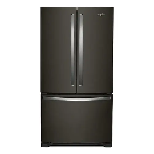 Front. Whirlpool - 20 cu. ft. French Door Refrigerator with Counter Depth Design - Black stainless steel.