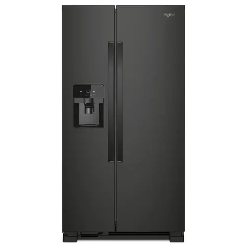 Front. Whirlpool - 24.6 Cu. Ft. Side-by-Side Refrigerator with Water and Ice Dispenser - Black.