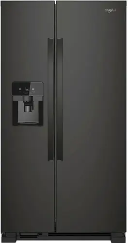 Front. Whirlpool - 24.5 Cu. Ft. Side-by-Side Refrigerator - Black stainless steel.