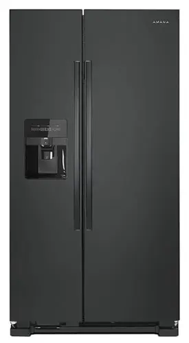 Front. Amana - 21.4 Cu. Ft. Side-by-Side Refrigerator - Black.