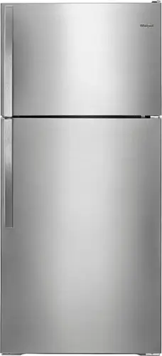 Front. Whirlpool - 14.3 Cu. Ft. Top-Freezer Refrigerator - Monochromatic Stainless Steel.
