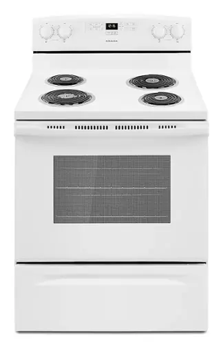 Front. Amana - 4.8 Cu. Ft. Freestanding Electric Range - White.