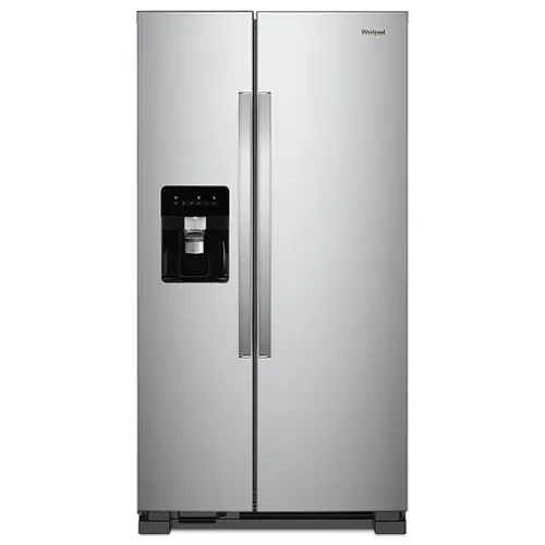Front. Whirlpool - 24.6 Cu. Ft. Side-by-Side Refrigerator - Monochromatic Stainless Steel.
