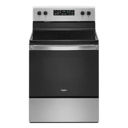 Front. Whirlpool - 5.3 Cu. Ft. Freestanding Electric Range with Steam-Cleaning and Frozen Bake™ - Stainless steel.