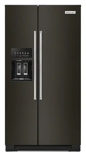 Front. KitchenAid - 24.8 Cu. Ft. Side-by-Side Refrigerator - Black Stainless Steel With PrintShield Finish.