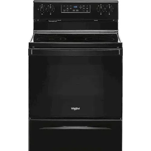Front. Whirlpool - 5.3 Cu. Ft. Freestanding Electric Range with Self-Cleaning and Frozen Bake - Black.