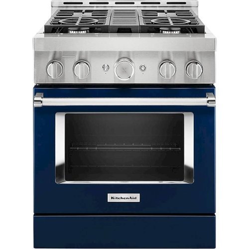 KitchenAid - Commercial-Style 4.1 Cu. Ft. Slide-In Gas True Convection Range with Self-Cleaning - Ink Blue