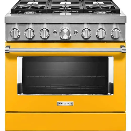 Front. KitchenAid - 5.1 Cu. Ft. Freestanding Dual Fuel True Convection Range with Self-Cleaning - Yellow Pepper.