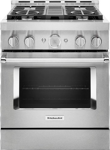 KitchenAid - Commercial-Style 4.1 Cu. Ft. Slide-In Gas True Convection Range with Self-Cleaning - Stainless Steel