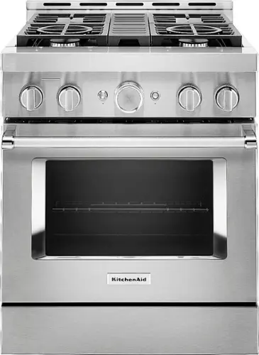 Front. KitchenAid - Commercial-Style 4.1 Cu. Ft. Slide-In Gas True Convection Range with Self-Cleaning - Stainless steel.