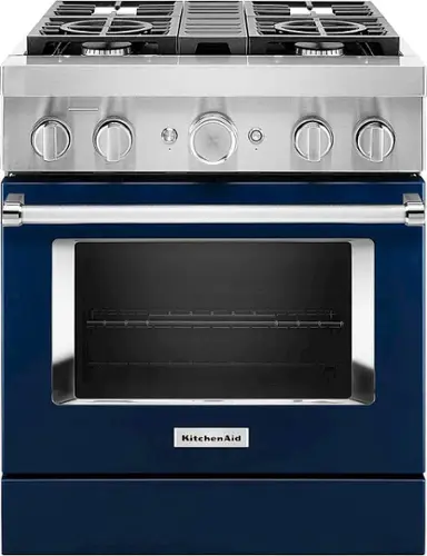 Front. KitchenAid - 4.1 Cu. Ft. Freestanding Dual Fuel True Convection Range with Self-Cleaning - Ink Blue.