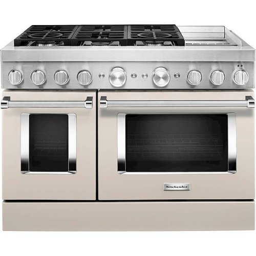 KitchenAid - 6.3 Cu. Ft. Freestanding Double Oven Dual Fuel True Convection Range with Self-Cleaning - Milkshake-Front_Standard 