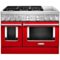 KitchenAid - 6.3 Cu. Ft. Freestanding Double Oven Dual Fuel True Convection Range with Self-Cleaning - Passion Red-Front_Standard