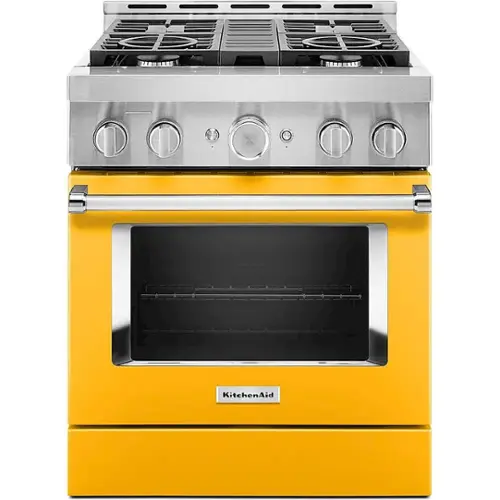 Front. KitchenAid - Commercial-Style 4.1 Cu. Ft. Slide-In Gas True Convection Range with Self-Cleaning - Yellow Pepper.