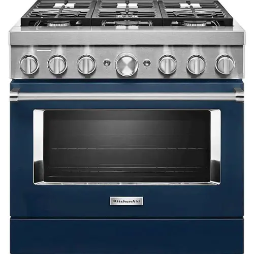 Front. KitchenAid - 5.1 Cu. Ft. Freestanding Dual Fuel True Convection Range with Self-Cleaning - Ink Blue.