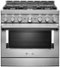 KitchenAid - Commercial-Style 5.1 Cu. Ft. Slide-In Gas True Convection Range with Self-Cleaning - Stainless Steel-Front_Standard