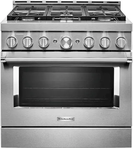 Front. KitchenAid - Commercial-Style 5.1 Cu. Ft. Slide-In Gas True Convection Range with Self-Cleaning - Stainless steel.