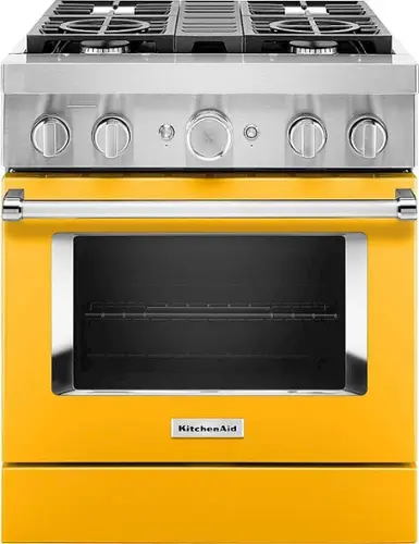 Front. KitchenAid - 4.1 Cu. Ft. Freestanding Dual-Fuel True Convection Range with Self-Cleaning - Yellow Pepper.