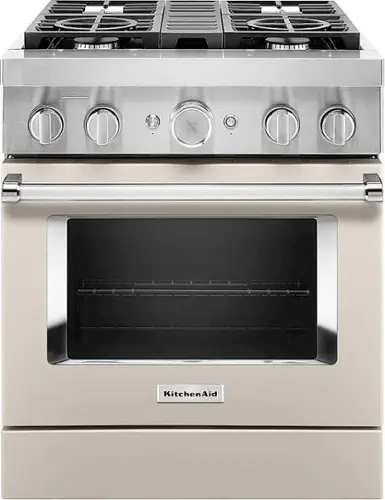 Front. KitchenAid - 4.1 Cu. Ft. Freestanding Dual-Fuel True Convection Range with Self-Cleaning - Milkshake.