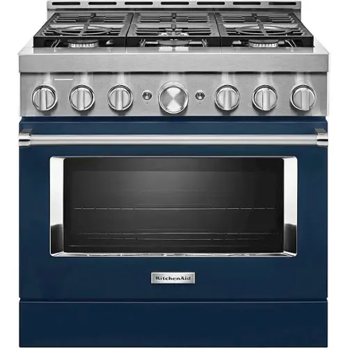 Front. KitchenAid - Commercial-Style 5.1 Cu. Ft. Slide-In Gas True Convection Range with Self-Cleaning - Ink Blue.