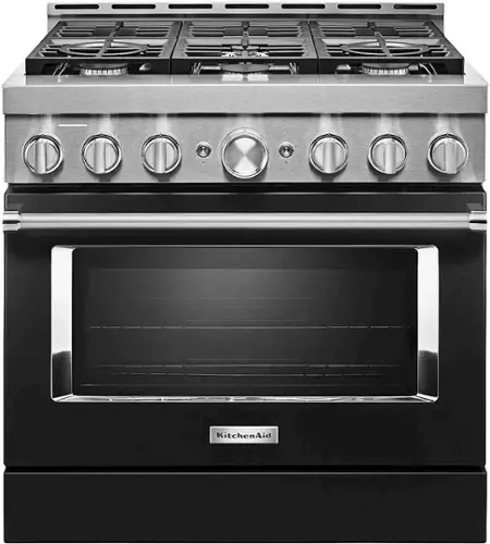 Front. KitchenAid - Commercial-Style 5.1 Cu. Ft. Slide-In Gas True Convection Range with Self-Cleaning - Imperial Black.