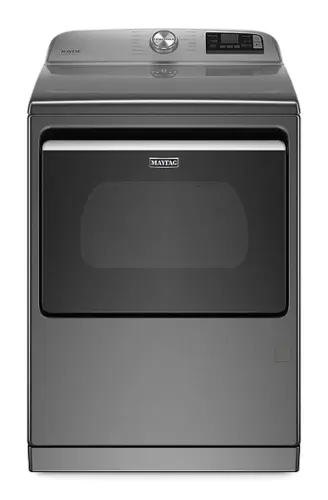 Front. Maytag - 7.4 Cu. Ft. Smart Gas Dryer with Steam and Extra Power Button - Metallic Slate.
