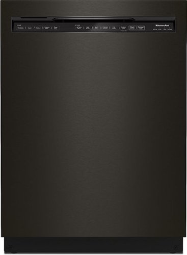 KitchenAid - 24" Front Control Built-In Stainless Steel Tub Dishwasher with 3rd Rack, 50+ Total Wash Jets, 44 dBA - Black Stainless with PrintShield Finish-Front_Standard 