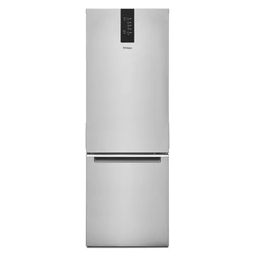 Front. Whirlpool - 12.7 Cu. Ft. Bottom-Freezer Counter-Depth Refrigerator - Fingerprint Resistant Stainless Steel.