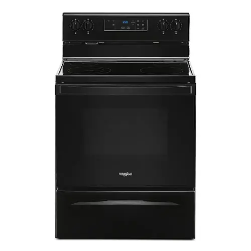 Front. Whirlpool - 5.3 Cu. Ft. Freestanding Electric Range with Keep Warm Setting - Black.