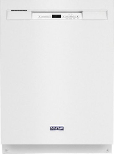 "Maytag - 24"" Front Control Built-In Dishwasher with Stainless Steel Tub, Dual Power Filtration, 50 dBA - White"